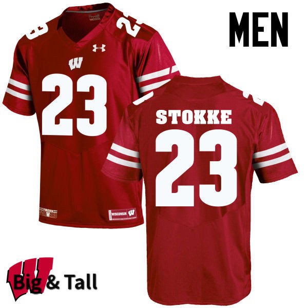 Wisconsin Badgers Men's #23 Mason Stokke NCAA Under Armour Authentic Red Big & Tall College Stitched Football Jersey OK40D58LI